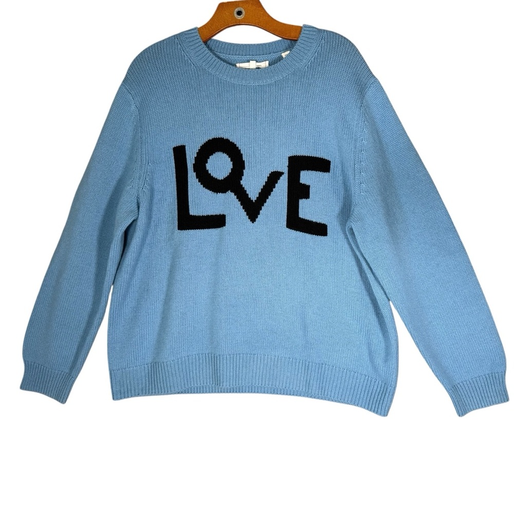 Chinti & Parker Blue Wool Cashmere Knit Crew Neck Sweater Size Quiet Luxury LL